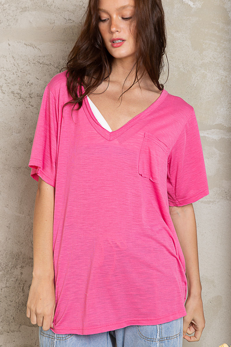 Sophisticated Cool Relaxed Short Sleeve V-neck Top (2 Options)