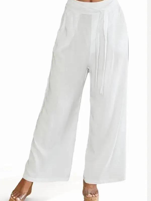 Solid Tencel Tie Belt w/ Darted Trouser Pockets