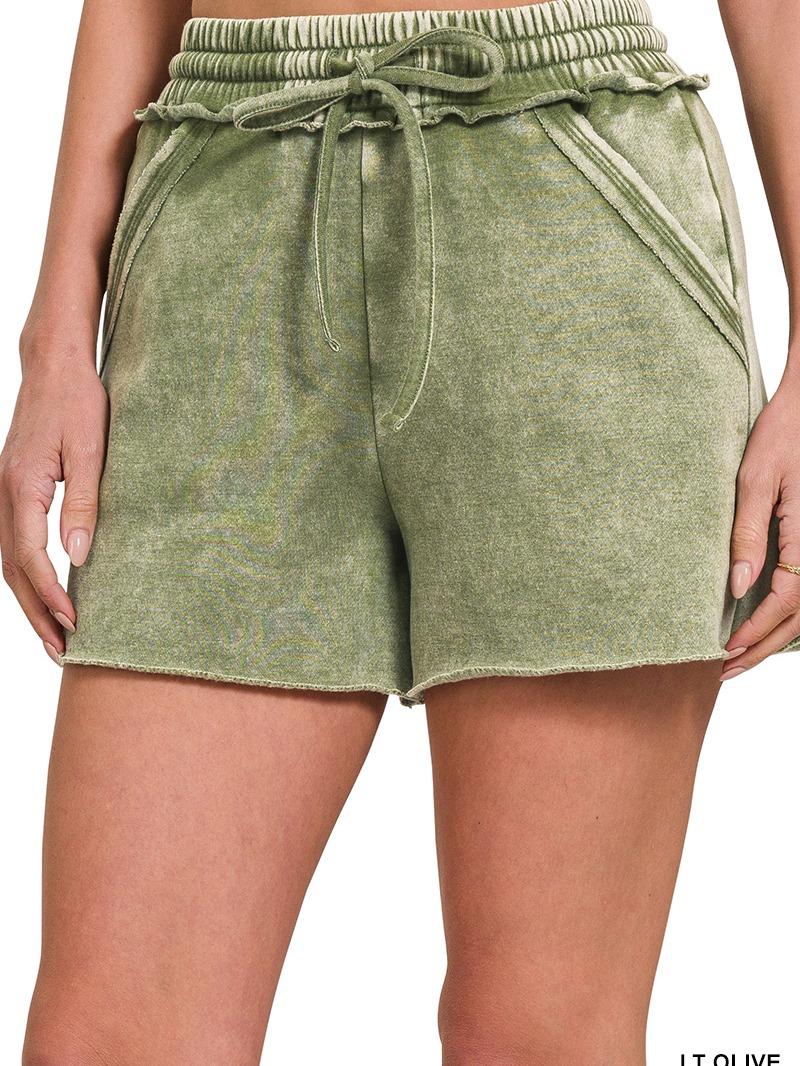 Acid Wash Fleece Drawstring Shorts w/ Pockets!! (7 Options)