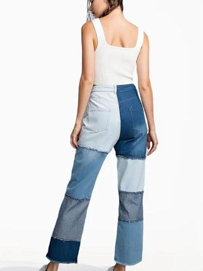 Make A Statement Stone Washed Color Block Pants