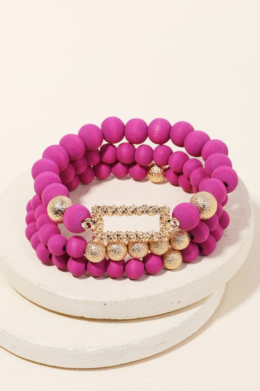 Assorted Ball Rectangle Bead Stackable Bracelet (2 Options)