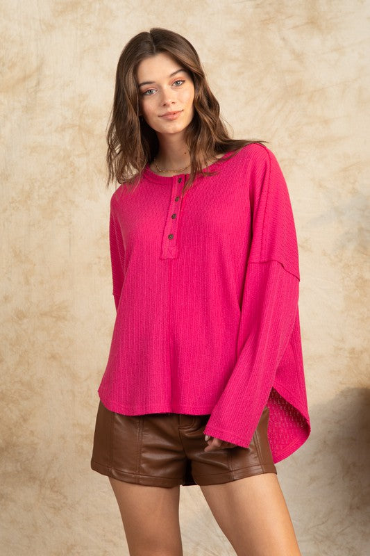 Button Down Oversized Knit Top (4 Options)