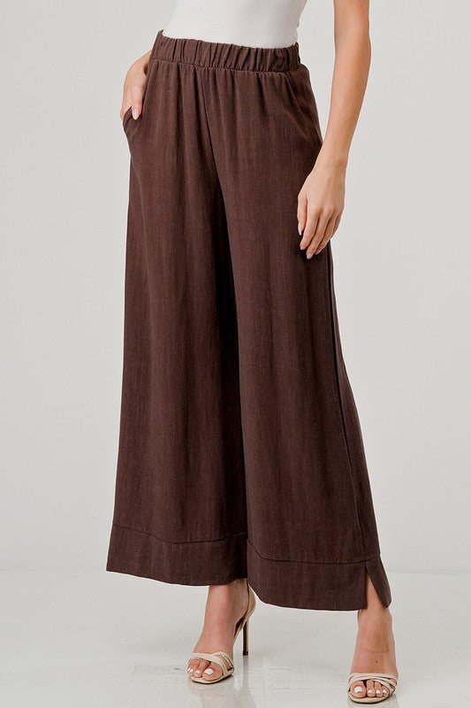 Cropped Wide Leg Linen Pant with Pockets!!