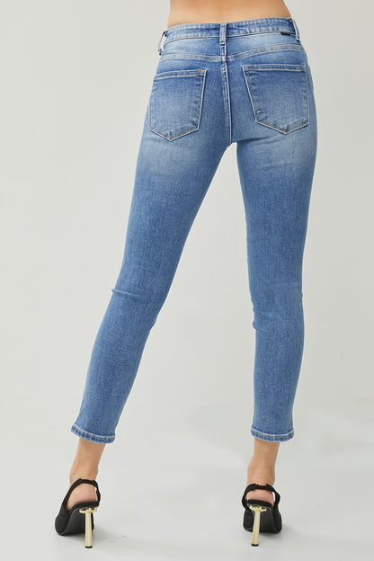 Mid-Rise Risen Jeans w/ Small Ankle Side Slit