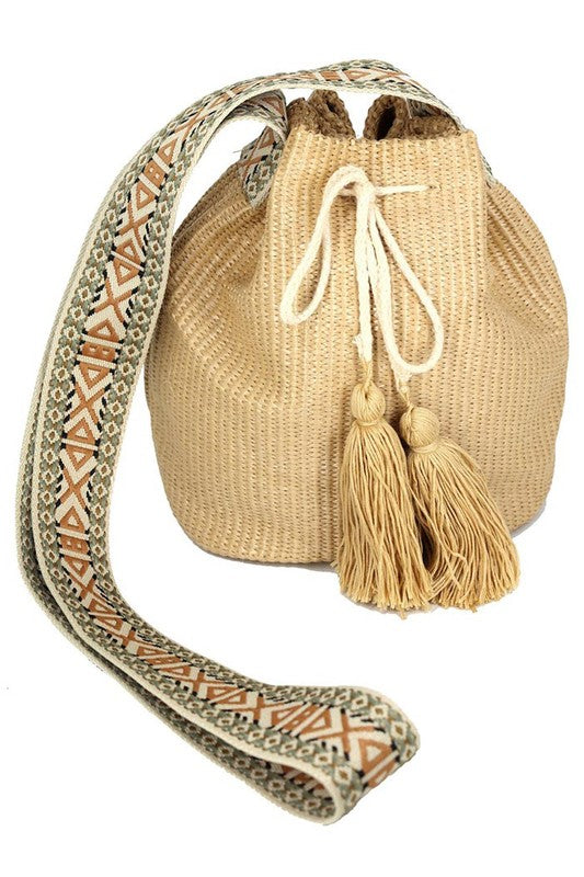 Solid Bucket Bag w/ Aztec Strap (3 Options)