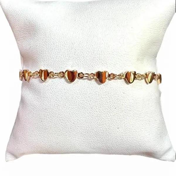 Breielle Gold Heart Disc Beads Chain Anklet