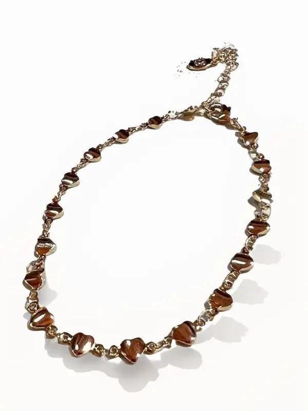 Breielle Gold Heart Disc Beads Chain Anklet