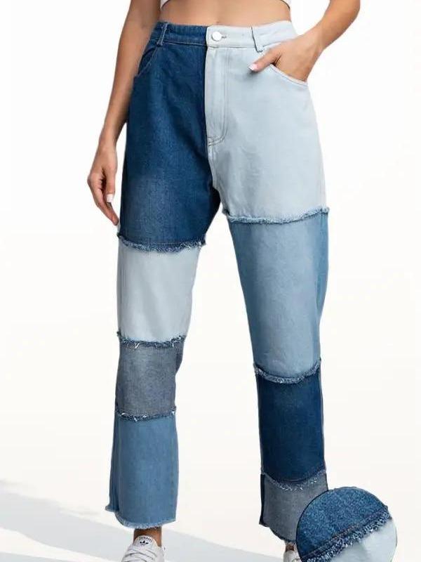 Make A Statement Stone Washed Color Block Pants