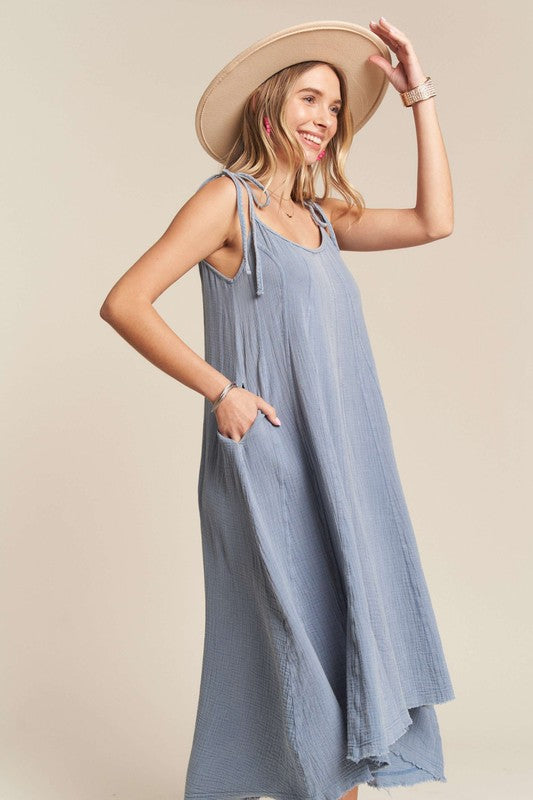 Walk of Life Mineral Washed Cotton Long Dress