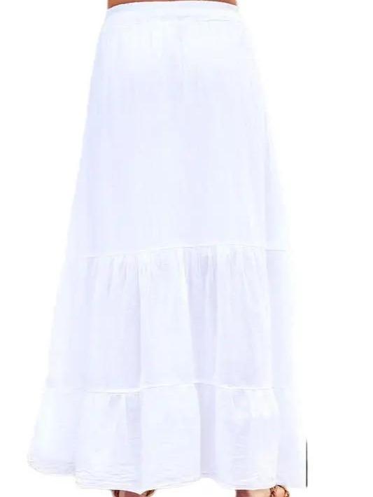 Cotton Elastic Waist Long Tiered Boho Skirt Breathable Casual Comfort Womenswear