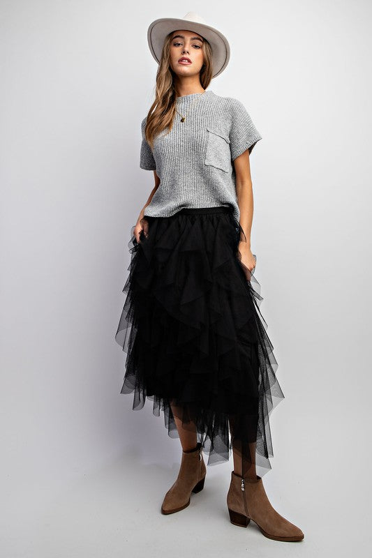 Feel The Excitement Cascading Layered Skirt