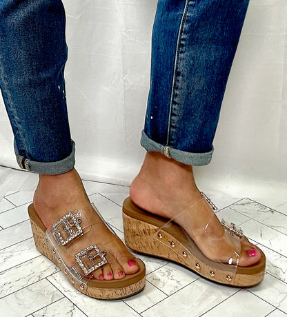 Walking in Comfort Corkys Main Squeeze Clear Sandals