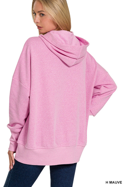 Half Button Hooded Pullover with Kangaroo Pocket (6 Options)