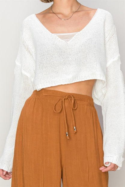 Standing Out Distressed Sweater Crop Top