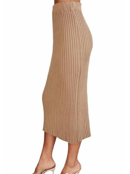 Sexy Casual Ribbed Knit Midi Skirt (2 Options)