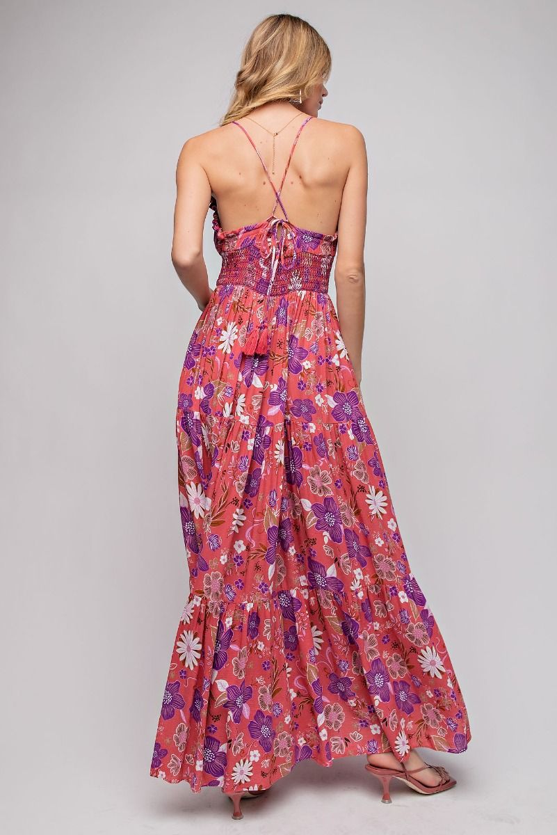 Stand Like a Princess Floral Printed Rayon Gauze Maxi Dress w/ Pockets!!