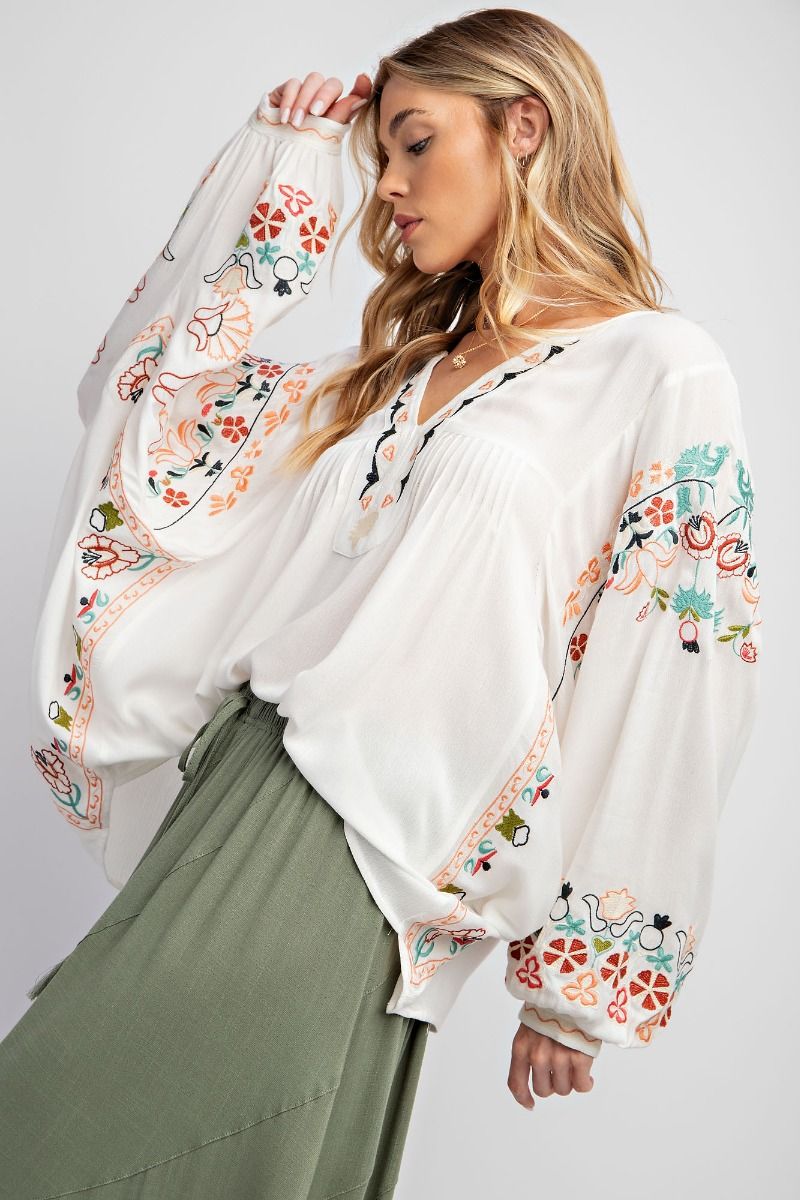 Breath of Fresh Air Poly Dobby Embroidered Top (2 Options)