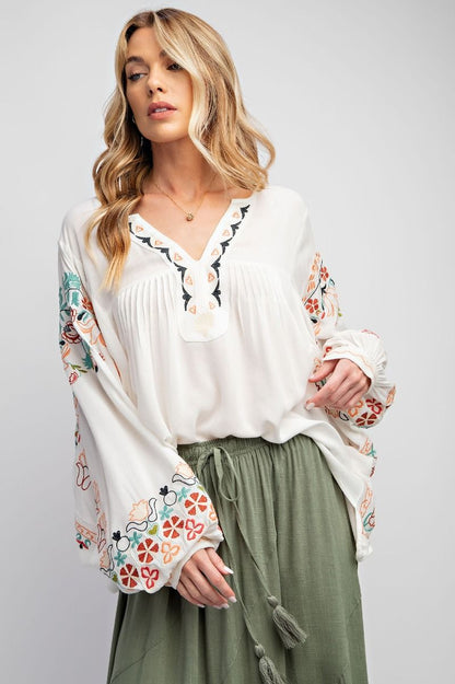 Breath of Fresh Air Poly Dobby Embroidered Top (2 Options)