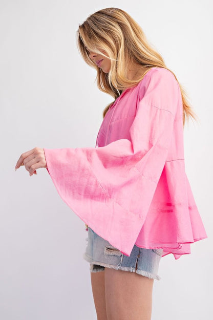 Cotton Voile Tiered Long Sleeve Top
